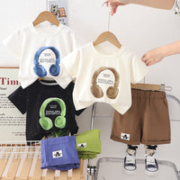 Load image into Gallery viewer, 2 Pieces Set Baby Kid Boys Cartoon Print Tops And Solid Color Shorts Wholesale 25040373
