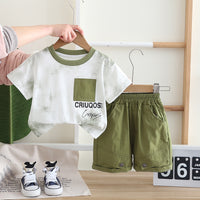 Load image into Gallery viewer, 2 Pieces Set Baby Kid Boys Letters Tops And Solid Color Shorts Wholesale 25040374

