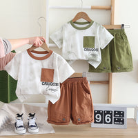 Load image into Gallery viewer, 2 Pieces Set Baby Kid Boys Letters Tops And Solid Color Shorts Wholesale 25040374
