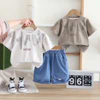 Load image into Gallery viewer, 2 Pieces Set Baby Kid Boys Letters Tops And Solid Color Shorts Wholesale 25040375
