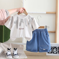 Load image into Gallery viewer, 2 Pieces Set Baby Kid Boys Letters Tops And Solid Color Shorts Wholesale 25040375

