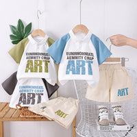 Load image into Gallery viewer, 2 Pieces Set Baby Kid Boys Color-blocking Tops And Letters Shorts Wholesale 25040377
