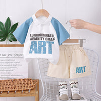 Load image into Gallery viewer, 2 Pieces Set Baby Kid Boys Color-blocking Tops And Letters Shorts Wholesale 25040377
