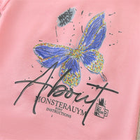 Load image into Gallery viewer, 2 Pieces Set Baby Kid Girls Letters Butterfly Print T-Shirts And Solid Color Shorts Wholesale 25040379
