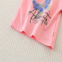 Load image into Gallery viewer, 2 Pieces Set Baby Kid Girls Letters Butterfly Print T-Shirts And Solid Color Shorts Wholesale 25040379
