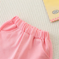 Load image into Gallery viewer, 2 Pieces Set Baby Kid Girls Letters Butterfly Print T-Shirts And Solid Color Shorts Wholesale 25040379
