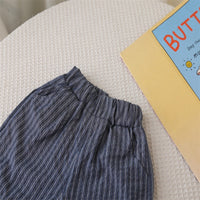 Load image into Gallery viewer, 2 Pieces Set Baby Kid Boys Solid Color Striped Tops And Shorts Wholesale 25040380
