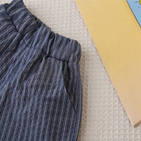 Load image into Gallery viewer, 2 Pieces Set Baby Kid Boys Solid Color Striped Tops And Shorts Wholesale 25040380
