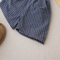 Load image into Gallery viewer, 2 Pieces Set Baby Kid Boys Solid Color Striped Tops And Shorts Wholesale 25040380
