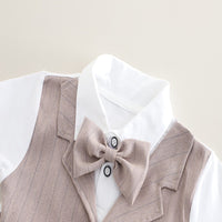 Load image into Gallery viewer, 2 Pieces Set Baby Kid Boys Solid Color Striped Tops And Shorts Wholesale 25040381
