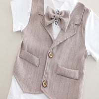 Load image into Gallery viewer, 2 Pieces Set Baby Kid Boys Solid Color Striped Tops And Shorts Wholesale 25040381
