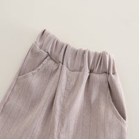 Load image into Gallery viewer, 2 Pieces Set Baby Kid Boys Solid Color Striped Tops And Shorts Wholesale 25040381
