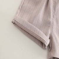 Load image into Gallery viewer, 2 Pieces Set Baby Kid Boys Solid Color Striped Tops And Shorts Wholesale 25040381
