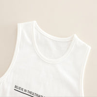 Load image into Gallery viewer, 3 Pieces Set Baby Kid Boys Letters Jackets Outwears Tank Tops And Solid Color Shorts Wholesale 25040382
