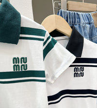 Load image into Gallery viewer, Kid Boys Striped Embroidered Polo Shirts Wholesale 25040388
