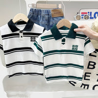 Load image into Gallery viewer, Kid Boys Striped Embroidered Polo Shirts Wholesale 25040388
