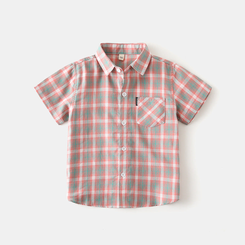 Kid Boys Color-blocking Checked Shirts Wholesale 250508113