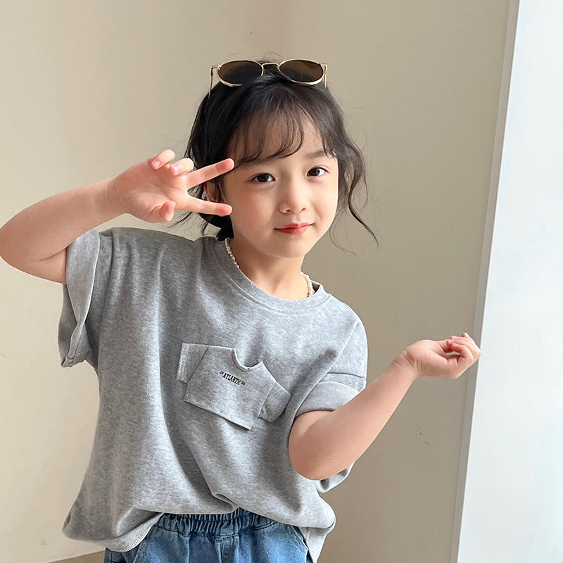 Baby Kid Girls Solid Color Letters T-Shirts Wholesale 250508114