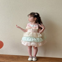 Load image into Gallery viewer, Baby Kid Girls Color-blocking Bow Princess Dresses Wholesale 25050825
