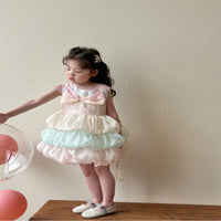 Load image into Gallery viewer, Baby Kid Girls Color-blocking Bow Princess Dresses Wholesale 25050825
