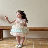 Load image into Gallery viewer, Baby Kid Girls Color-blocking Bow Princess Dresses Wholesale 25050825
