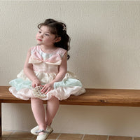 Load image into Gallery viewer, Baby Kid Girls Color-blocking Bow Princess Dresses Wholesale 25050825

