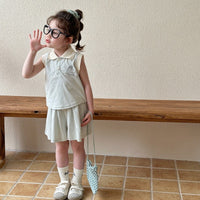 Load image into Gallery viewer, 2 Pieces Set Baby Kid Girls Cartoon Tank Tops And Solid Color Shorts Wholesale 25050829
