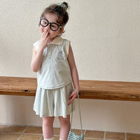 Load image into Gallery viewer, 2 Pieces Set Baby Kid Girls Cartoon Tank Tops And Solid Color Shorts Wholesale 25050829
