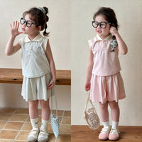 Load image into Gallery viewer, 2 Pieces Set Baby Kid Girls Cartoon Tank Tops And Solid Color Shorts Wholesale 25050829
