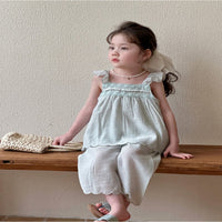 Load image into Gallery viewer, 2 Pieces Set Baby Kid Girls Solid Color Tank Tops And Pants Wholesale 25050830
