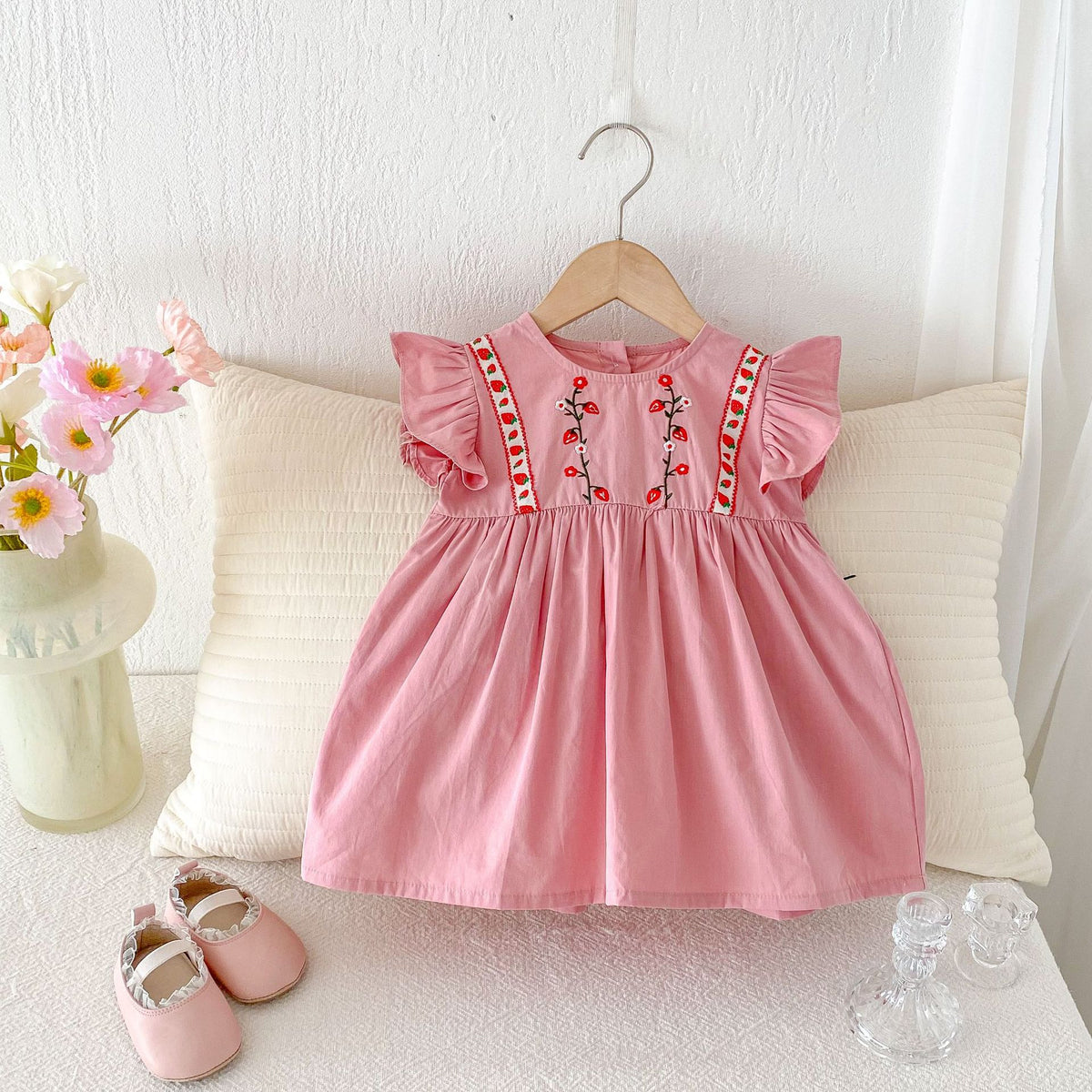 Baby Kid Girls Flower Fruit Embroidered Dresses Wholesale 25050850
