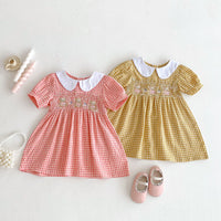 Load image into Gallery viewer, Baby Kid Girls Checked Cartoon Dresses Wholesale 25050851
