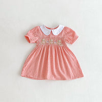 Load image into Gallery viewer, Baby Kid Girls Checked Cartoon Dresses Wholesale 25050851
