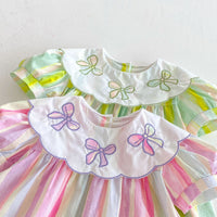 Load image into Gallery viewer, Baby Kid Girls Striped Color-blocking Bow Dresses Wholesale 25050856
