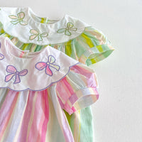 Load image into Gallery viewer, Baby Kid Girls Striped Color-blocking Bow Dresses Wholesale 25050856
