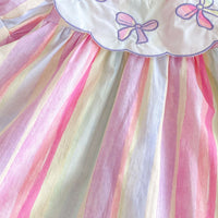 Load image into Gallery viewer, Baby Kid Girls Striped Color-blocking Bow Dresses Wholesale 25050856

