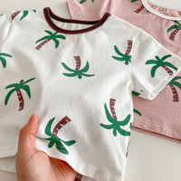 Load image into Gallery viewer, 2 Pieces Set Baby Kid Girls Boys Plant Print T-Shirts And Shorts Wholesale 25050865
