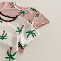 Load image into Gallery viewer, 2 Pieces Set Baby Kid Girls Boys Plant Print T-Shirts And Shorts Wholesale 25050865
