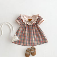 Load image into Gallery viewer, Baby Kid Girls Checked Cartoon Dresses Wholesale 25050874
