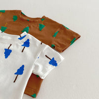 Load image into Gallery viewer, 2 Pieces Set Baby Kid Boys Plant Print T-Shirts And Shorts Wholesale 25050877
