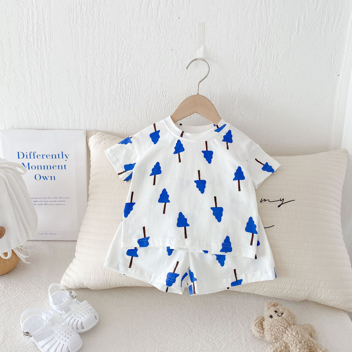 2 Pieces Set Baby Kid Boys Plant Print T-Shirts And Shorts Wholesale 25050877