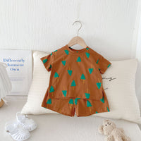 Load image into Gallery viewer, 2 Pieces Set Baby Kid Boys Plant Print T-Shirts And Shorts Wholesale 25050877

