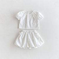 Load image into Gallery viewer, 2 Pieces Set Baby Kid Girls Bow Tops And Solid Color Shorts Wholesale 25050879
