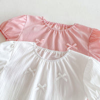 Load image into Gallery viewer, 2 Pieces Set Baby Kid Girls Bow Tops And Solid Color Shorts Wholesale 25050879

