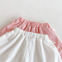 Load image into Gallery viewer, 2 Pieces Set Baby Kid Girls Bow Tops And Solid Color Shorts Wholesale 25050879
