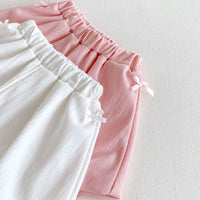 Load image into Gallery viewer, 2 Pieces Set Baby Kid Girls Bow Tops And Solid Color Shorts Wholesale 25050879
