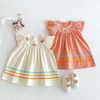 Load image into Gallery viewer, Baby Kid Girls Color-blocking Cartoon Embroidered Dresses Wholesale 25050882
