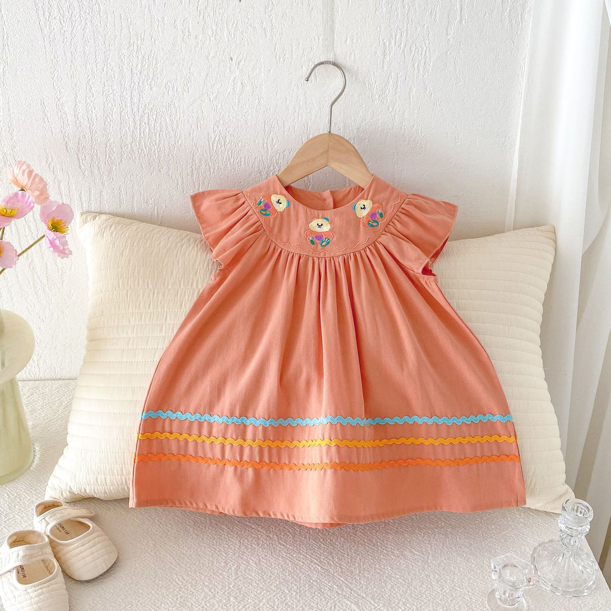 Baby Kid Girls Color-blocking Cartoon Embroidered Dresses Wholesale 25050882
