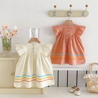 Load image into Gallery viewer, Baby Kid Girls Color-blocking Cartoon Embroidered Dresses Wholesale 25050882
