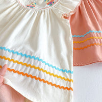 Load image into Gallery viewer, Baby Kid Girls Color-blocking Cartoon Embroidered Dresses Wholesale 25050882
